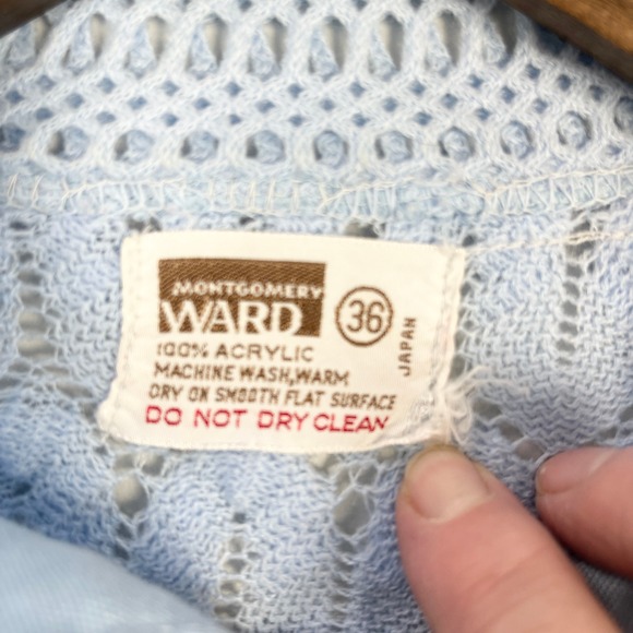 Vintage Montgomery Ward Womens 60s 70s Crochet Cardigan Japan Coquette Cottage - Picture 8 of 11